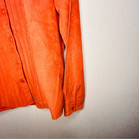 Lemon grass long sleeve collar button down burnt orange shirt jacket size med. - Picture 5 of 6